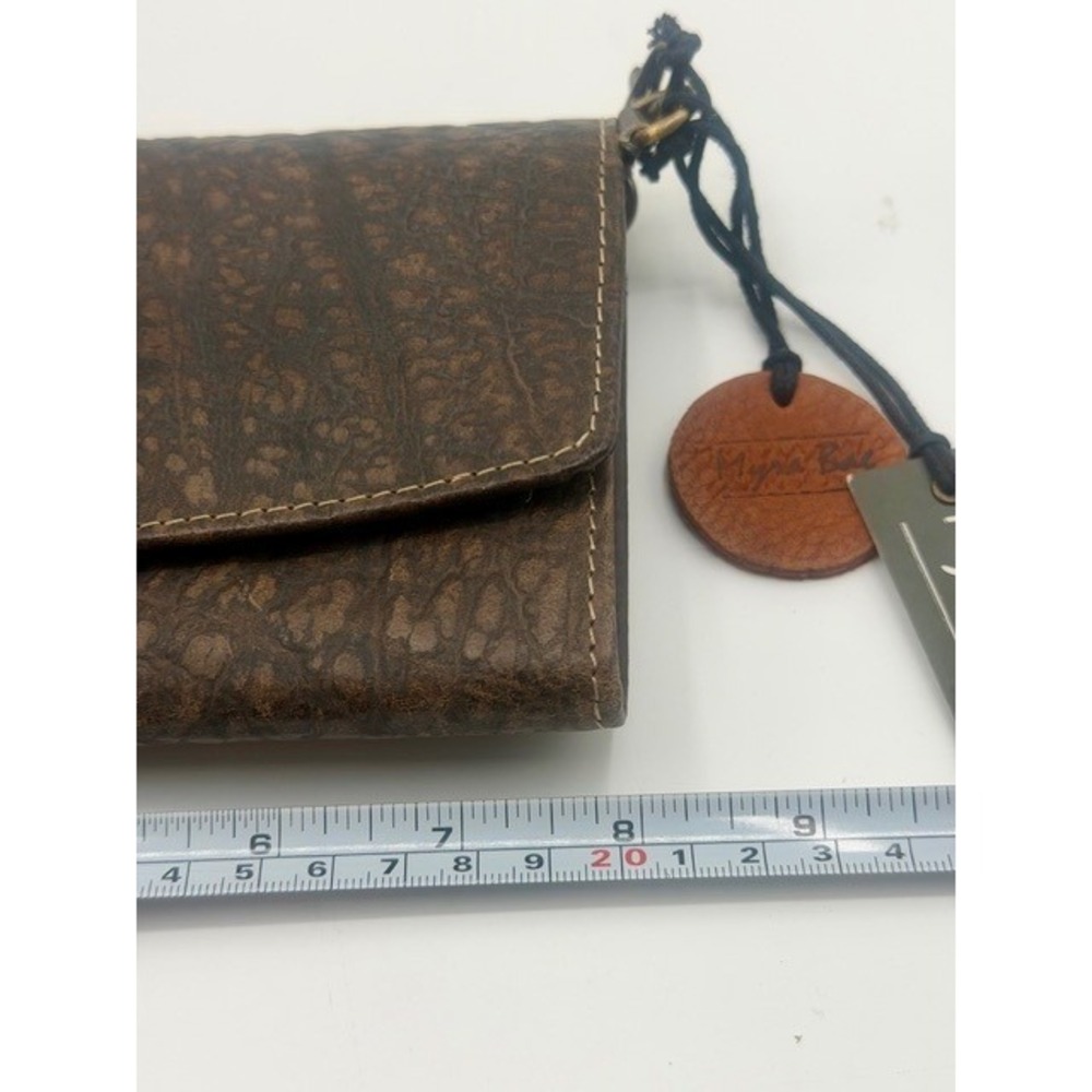 Myra Bag Brown Cape Buffalo Print Leather Tri Fold Wallet RFID Blocked NWT - Picture 9 of 11